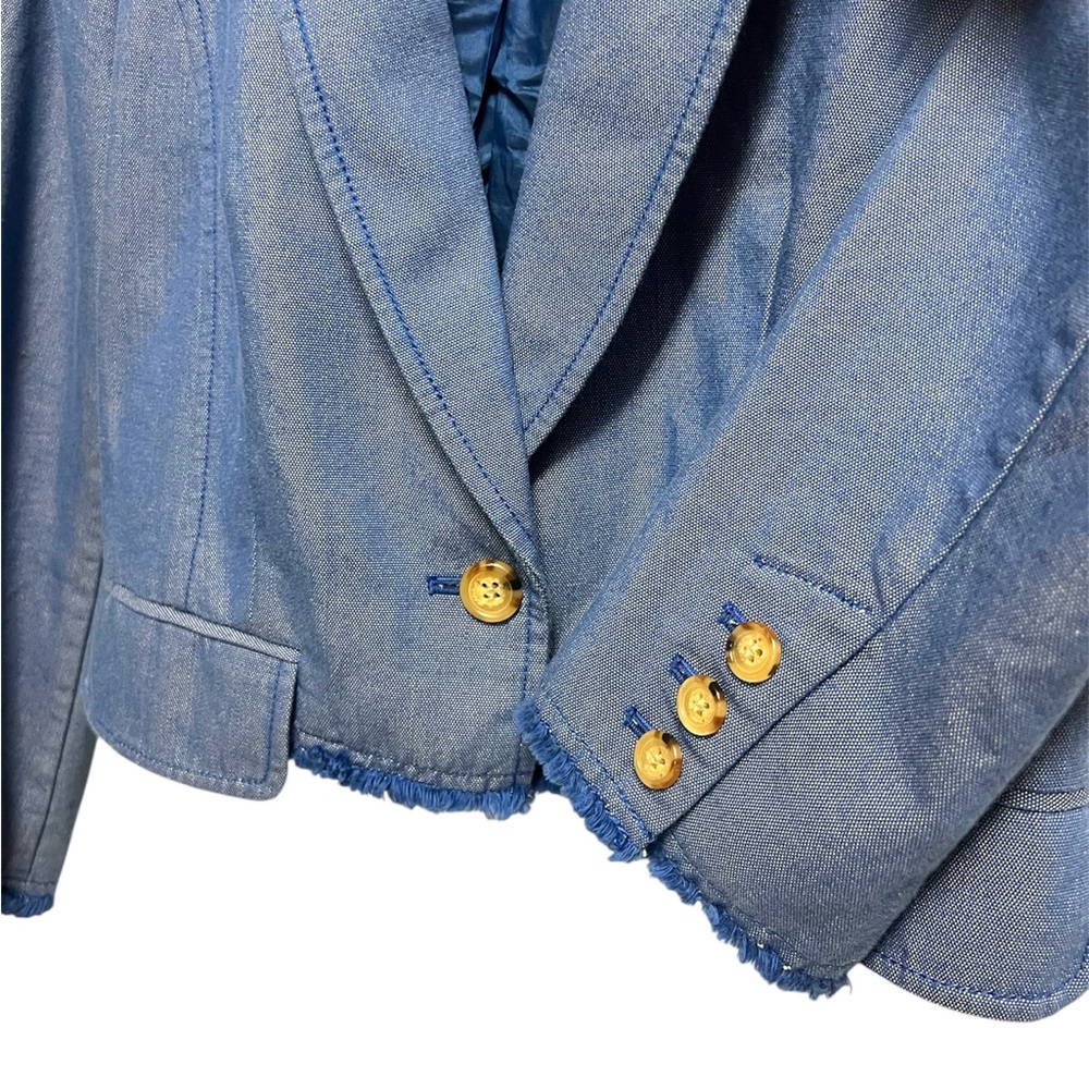 ANTHROPOLOGIE Cartonnier Cropped Frayed Hem Blazer Size 2 - Picture 6 of 10